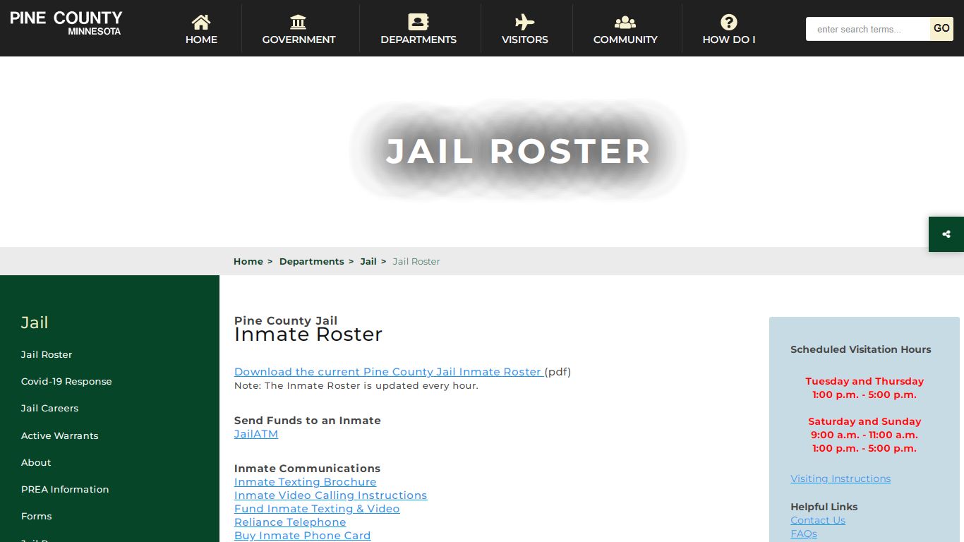 Jail Roster - Pine County, Minnesota